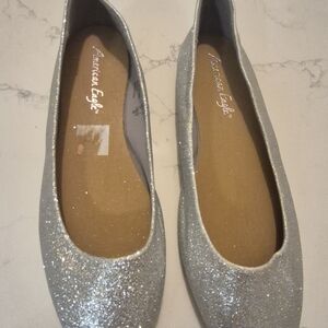 American Eagle Outfitters Sparkling Silver Flats
